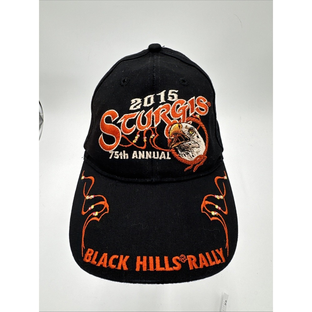 Sturgis 2015 75th‎ Annual Black  Strap back Cap Hat  Black Hills Rally